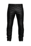 Men’s Black Genuine Leather Biker Pants – Slim Fit Motorcycle