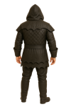 Black Leather Hooded Armor Costume Medieval Warrior Cosplay Outfit
