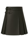 Black Leather Pleated Kilt Skirt Gothic Punk Buckle Mini