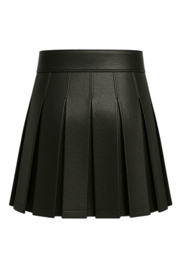 Black Leather Pleated Kilt Skirt Gothic Punk Buckle Mini