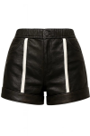 Black Leather Shorts with White Stripe