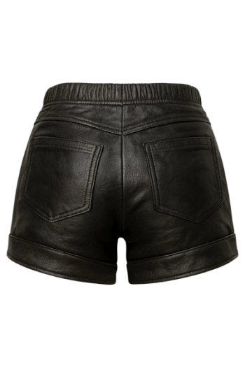Black Leather Shorts with White Stripe Black Leather Shorts with White Stripe