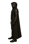 Black real Leather Superhero Costume Gothic Cosplay Outfit with Red Lining