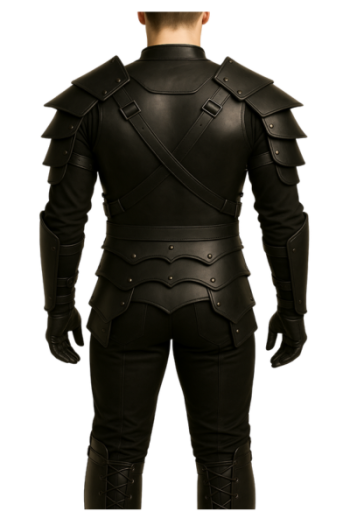 Black real Leather Warrior Armor Costume - Medieval Gothic Steampunk Outfit