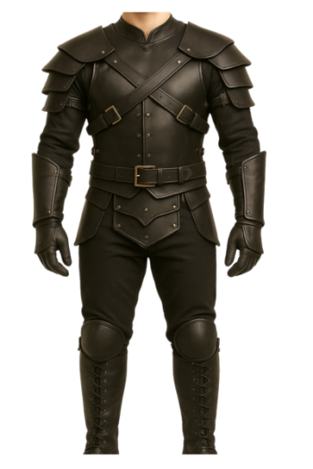 Black real Leather Warrior Armor Costume - Medieval Gothic Steampunk Outfit
