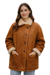 Brown Leather Shearling Coat
