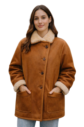 Brown Leather Shearling Coat Brown Leather Shearling Coat