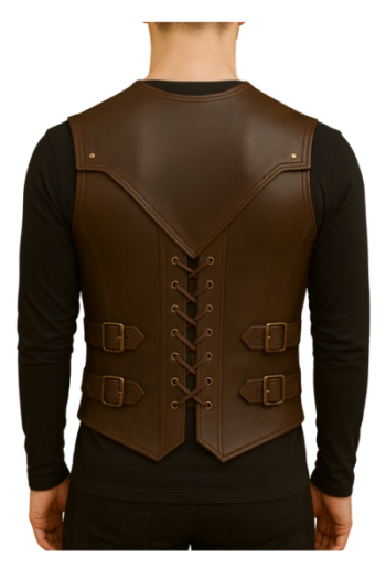 Brown Leather Warrior Vest Medieval Renaissance Costume Armor