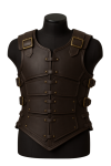 Dark Brown Leather Back Armor Medieval Warrior Cuirass with Straps Handmade Fantasy Costume Chestplate