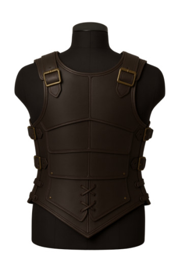 Dark Brown Leather Back Armor  Medieval Warrior Cuirass with Straps  Handmade Fantasy Costume Chestplate