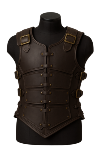 Dark Brown Leather Back Armor  Medieval Warrior Cuirass with Straps  Handmade Fantasy Costume Chestplate