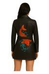 Embroidered Koi Fish real Leather Biker Dress Edgy Punk Outfit