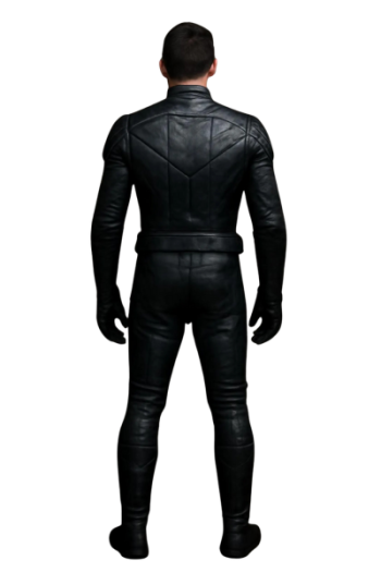 Futuristic Black Leather Armor Bodysuit: Sci-Fi Cosplay Costume