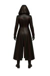 Gothic real Leather Costume Hooded Coat, Pants & Top – Red Lining
