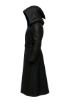Gothic real Leather Costume Set Hooded Coat, Pants & Shirt – Blue Lining