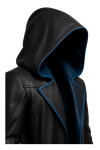 Gothic real Leather Costume Set Hooded Coat, Pants & Shirt – Blue Lining