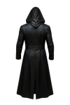 Gothic real Leather Costume Set Hooded Coat, Pants & Shirt – Blue Lining