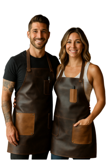 Handcrafted Brown Leather Apron: Women's Chef, Bartender Style Handcrafted Brown Leather Apron: Women's Chef, Bartender Style