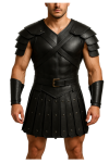 Handmade Black Leather Gladiator Armor Roman Warrior Costume