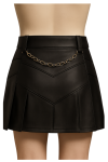 Handmade Black Leather Mini Kilt Gothic Pleated Chain Skirt