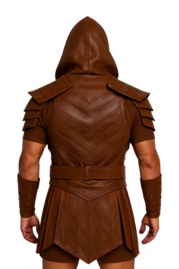 Handmade Brown Leather Warrior Armor Costume