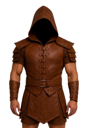 Handmade Brown Leather Warrior Armor Costume