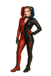 Harley Quinn real Leather Cosplay Jumpsuit Red & Black Lace-Up Costume