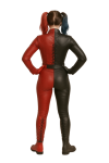 Harley Quinn real Leather Cosplay Jumpsuit Red & Black Lace-Up Costume