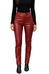 High Waist Red Leather Pants