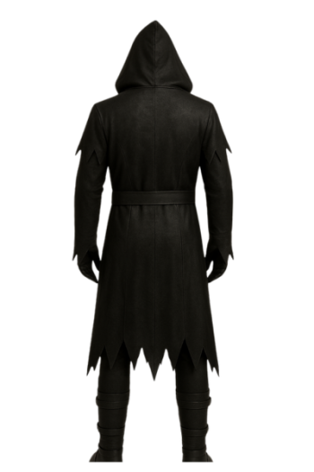 Hooded real Leather Costume: Skull Gothic Outfit, Halloween Cosplay