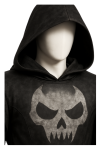Hooded real Leather Costume Skull Gothic Outfit, Halloween Cosplay