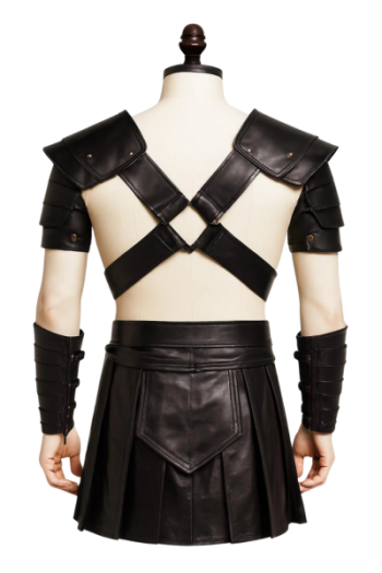 Men Black Leather Gladiator Armor Set