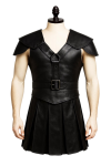 Men Black Leather Gladiator Kilt Outfit