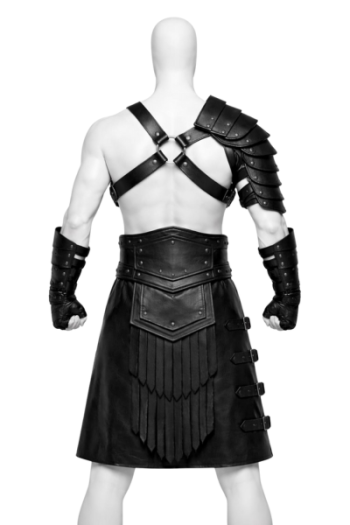 Men Black Real Leather Gladiator Outfit
