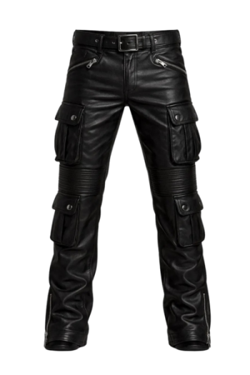 Men Black Leather Pants