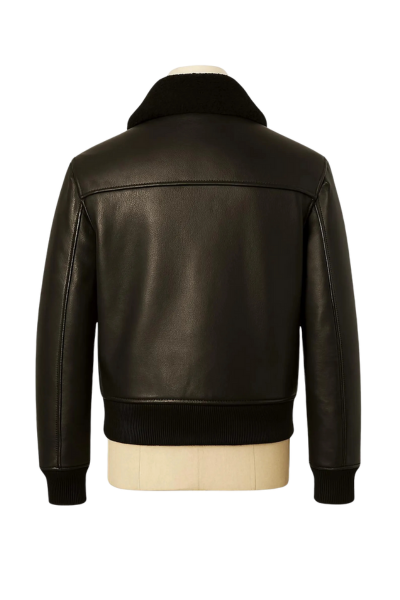 Men's Black Leather Bomber Jacket Men's Black Leather Bomber Jacket