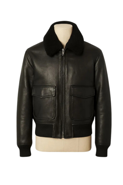 Men's Black Leather Bomber Jacket Men's Black Leather Bomber Jacket