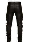Men’s Black Real Leather Pants – Gothic Biker Style Cargo Leather Trousers with Belt, Handmade Motorcycle Leather Pants
