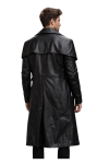 Men’s Black Real Leather Trench Coat