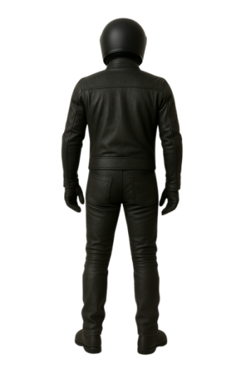 Men's Black real Leather Motorcycle Suit: Futuristic Biker Cosplay Outfit