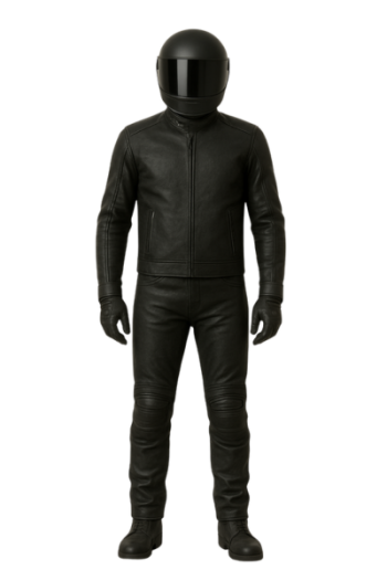 Men's Black real Leather Motorcycle Suit: Futuristic Biker Cosplay Outfit
