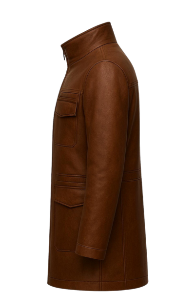 Men's Brown Real Leather Long Coat Men's Brown Real Leather Long Coat