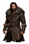 Men’s Brown Real Leather Long Coat with Fur Collar Viking Warrior Leather Coat Winter Fur Leather Jacket for Men Handmade Leather Coat