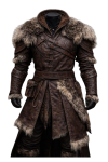 Men’s Brown Real Leather Viking Coat with Fur Trim Men’s Brown Real Leather Viking Coat with Fur Trim