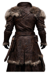 Men’s Brown Real Leather Viking Coat with Fur Trim