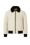 Men's Cream Real Leather Bomber Jacket Men's Cream Real Leather Bomber Jacket