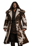 Men’s Long Faux Fur Winter Coat with Shearling Lining