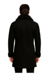 Men’s Real Leather Long Coat – Black Faux Fur Shearling Winter Outerwear Men’s Real Leather Long Coat – Black Faux Fur Shearling Winter Outerwear