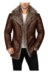 Real Leather Coat with Faux Fur Real Leather Coat with Faux Fur