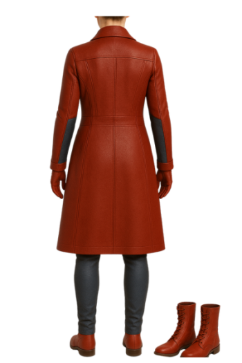 Red & Blue Leather Superhero Costume: Long Coat, Lace Pants, Boots